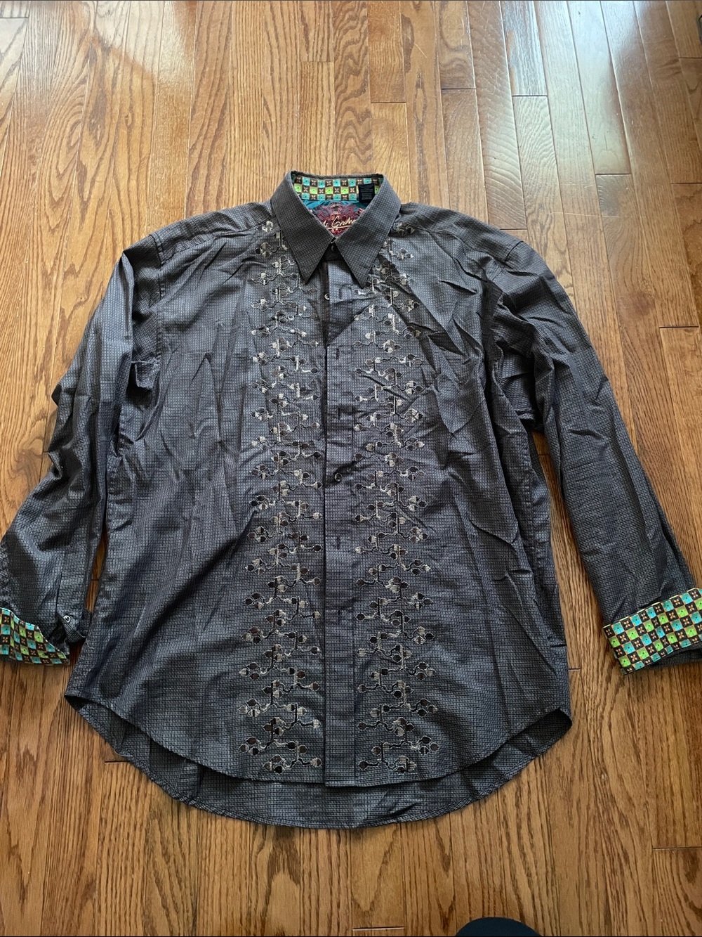 Robert Graham Brown Patterned Button Down Shirt Men’s Sz 2XL